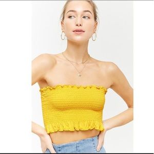 Forever 21 yellow smocked tube top